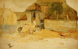 Animals Before a Thatched Barn by James Ward